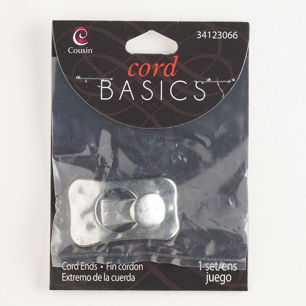 Clasp hook&eye 1pkg1 silver-plated "pewter" (zinc alloy), 28x24mm-29x24mm / fits 8x3mm-9.5x2.5mm cord, antique 1-strand image number 0