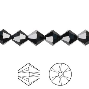 Bead 12pk jet, Crystal Passions® 8mm bicone 5328