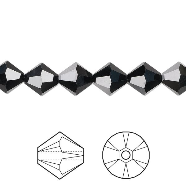Bead 12pk jet, Crystal Passions® 8mm bicone 5328 image number 0