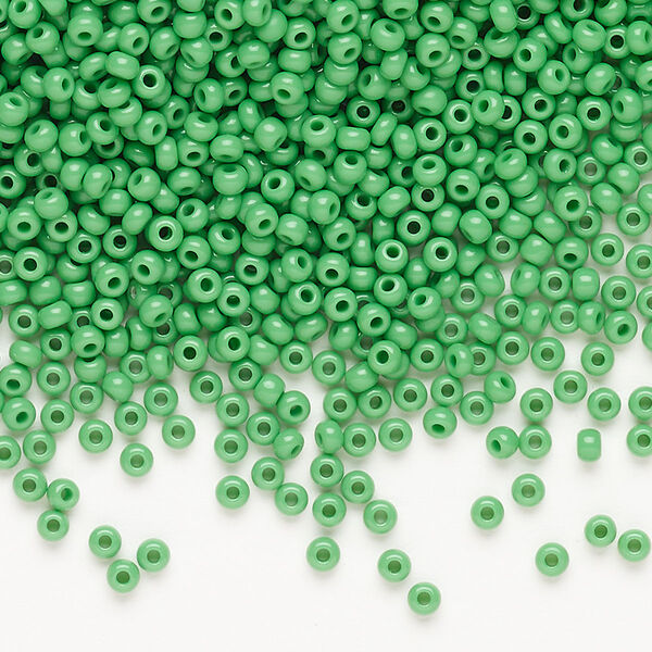 Seed bead, Preciosa Ornela, Czech glass, pkg/50g, opaque green, #10 rocaille. image number 0
