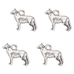 Charm, antique silver-finished "pewter" (zinc-based alloy) , 17x10mm single-sided husky. Sold per pkg of 4.