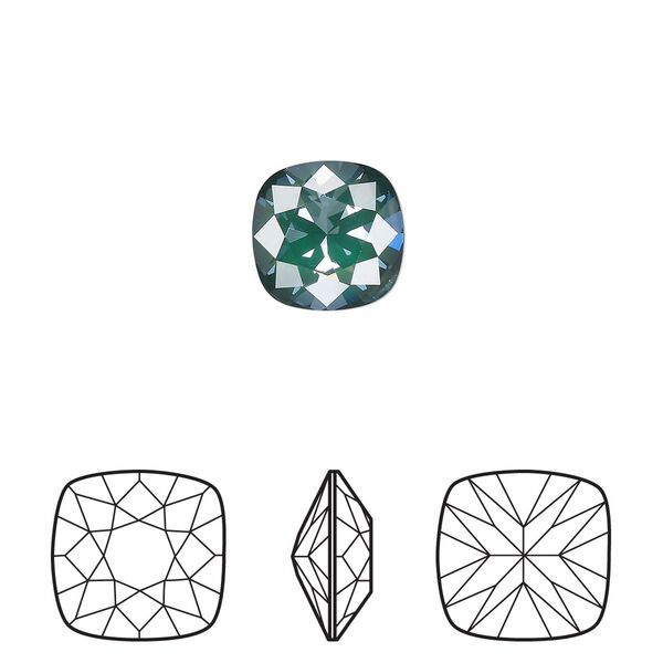 Fancy stone 2pk crystal pine green ignite LacquerPRO, Crystal Passions® 10mm cushion 4470 image number 0