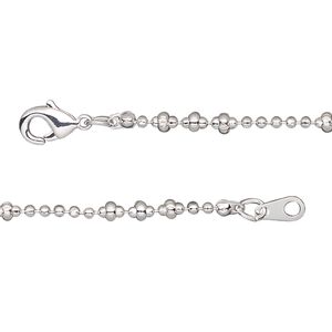 Chain 1pkg1 silver-plated ball, 1.5mm faceted / 2.8x1.5mm crimped rondelle / lobster claw clasp, brass 18 inch