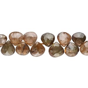 Andalusite 1pkg1, hand-cut top-drilled faceted flat teardrop bead natural 4 inch 7x7mm