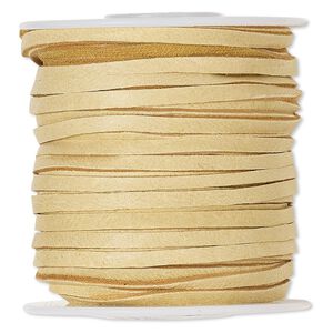Cord, deerskin leather (natural), 2.5-3mm. Sold per 50-foot spool.