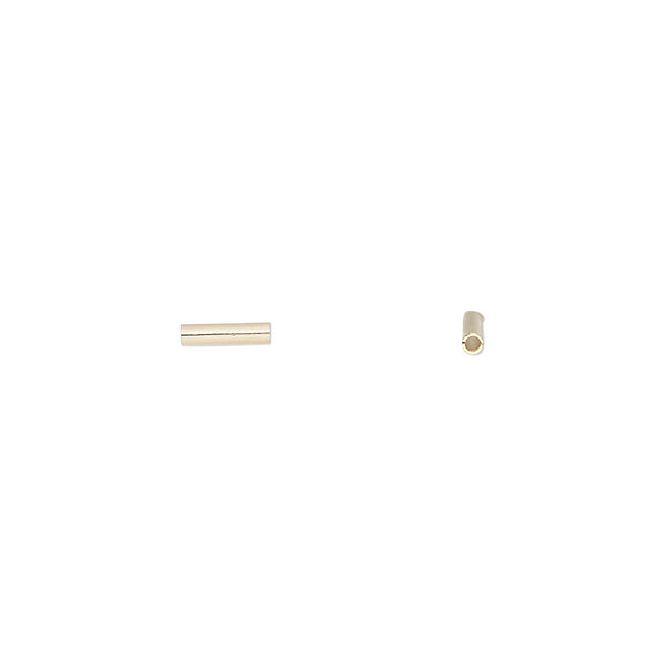 Bead, gold-finished brass, 6x1.5mm liquid tube. Sold per 1-ounce pkg, approximately 750 beads. image number 0