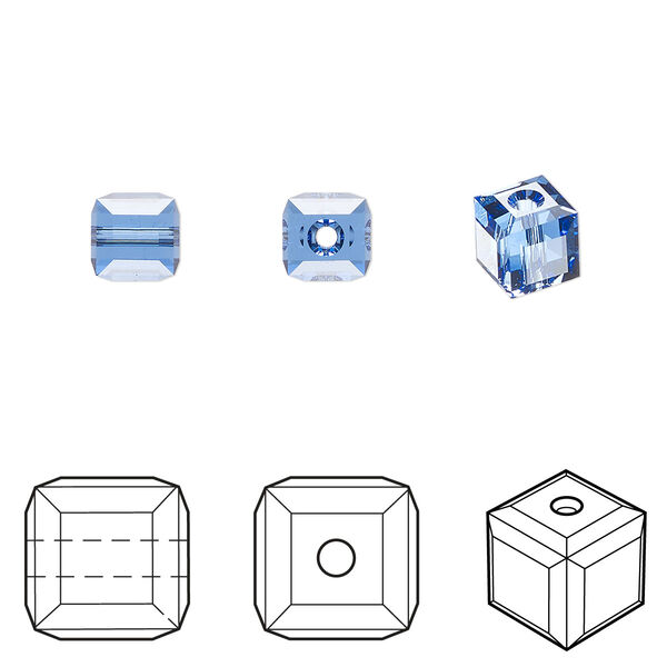 Bead 48pk sapphire, Crystal Passions® 6mm cube 5601 image number 0