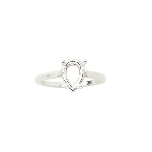 Ring, Sure-Set™, sterling silver, 10x7mm 4-prong pear basket setting, size 7. Sold individually.