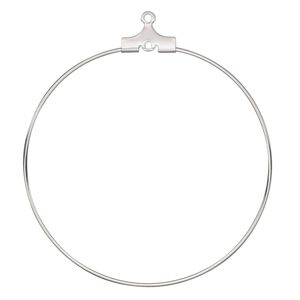 Beading hoop, stainless steel, 41mm round with loop. Sold per pkg of 10.