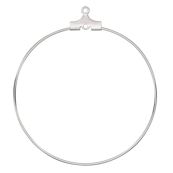 Beading hoop, stainless steel, 41mm round with loop. Sold per pkg of 10. image number 0