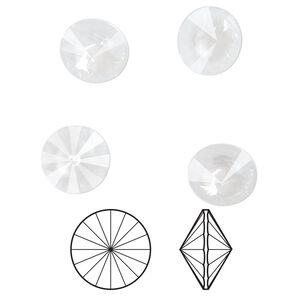 Chaton 144pk crystal electric white ignite LacquerPRO, Swarovski® 14mm rivoli 1122