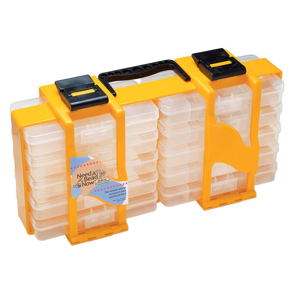 Organizer, Need A Bead Now™, black and yellow, 8 x 15 x 4-1/2 inches, 52 compartments. Sold individually. image number 1