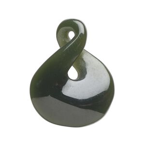 Nephrite jade 1pkg1, hand-cut double-sided infinity focal natural 32x25mm-37x26mm