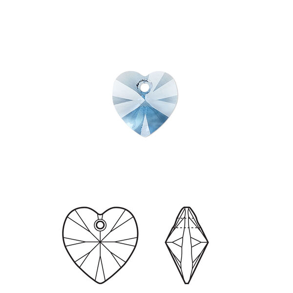 Drop 288pk ice blue, Swarovski® ReCreated™ 10mm pendant XILION heart 6228 image number 0