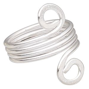 Ring, Hill Tribes, silver-plated brass, 25mm wide with double spiral design, size 7-1/2. Sold individually.