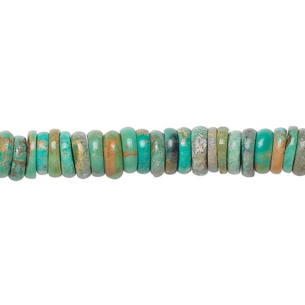 Bead, turquoise (dyed / stabilized), 6x2mm-6x3mm heishi, C grade, Mohs hardness 5 to 6. Sold per 15" to 16" strand. image number 0