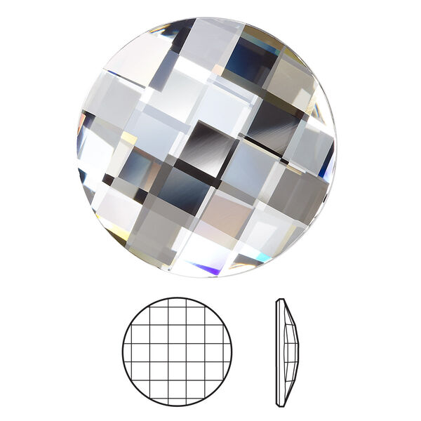 Flat back 12pk crystal clear foil back, Swarovski® 30mm chessboard round 2035 image number 0