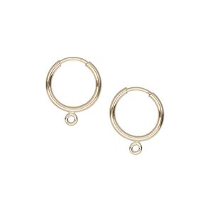 Earring hoop 1pkg2 14Kt gold-filled, 12mm round / endless loop / bottom loop, 21 gauge 1 pair