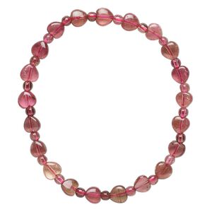 Multi-tourmaline 1pkg1, heart stretch bracelet natural 6.5 inch 7mm wide / 5-7mm