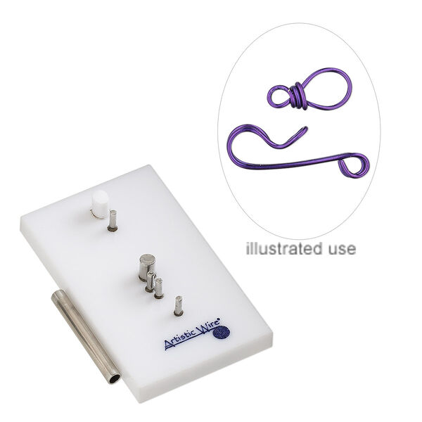 Jig, Artistic Wire® Findings Forms™, Beadalon®, hook-and-eye clasp, acrylic / steel / stainless steel, white and blue, 2 x 1-1/4 inch rectangle. Sold per 2-piece set. image number 0