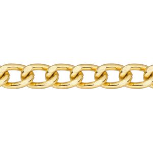 Chain 1pkg1 curb, 7mm, aluminum / anodized gold 25 foot unfinished