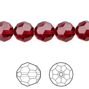 Bead 24pk scarlet, Crystal Passions® 10mm round 5000