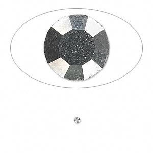 Chaton, glass rhinestone, hematite black, foil back, 1.6-1.7mm faceted round, PP10. Sold per pkg of 72.