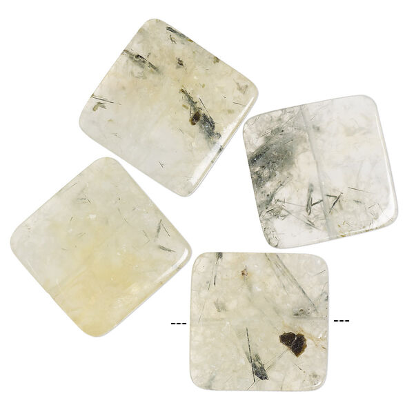 Bead, prehnite (natural), 30mm wavy flat square, C grade, Mohs hardness 6 to 6-1/2. Sold per pkg of 4. image number 0