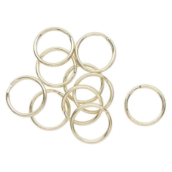 Split ring, brass-finished steel, 28mm round. Sold per pkg of 10. image number 0