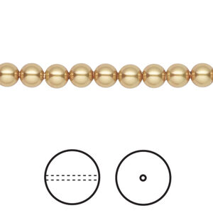 Pearl 1pkg500 royal gold, Swarovski®, 5mm round 5810