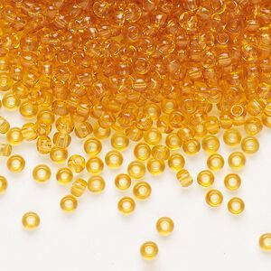 Seed bead, Preciosa Ornela Czech glass, pkg/50g, #8 rocaille, transparent topaz, (10050).