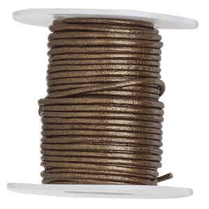 Cord, leather (coated), metallic bronze, 1-1.2mm. Sold per 25-yard spool.