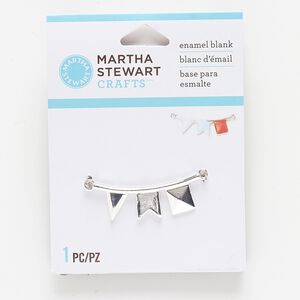 Focal, silver-finished "pewter" (zinc-based alloy), 35x12mm flags enamel blank. Sold individually.