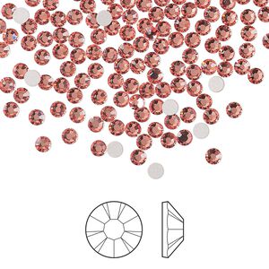 Flat back 1440pk rose peach foil back, Preciosa MAXIMA Czech crystal rhinestone 2.5-2.7mm chaton rose round SS9