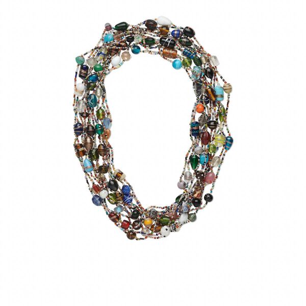 Necklace mix, glass, mixed colors, 2.5mm-15x11mm mixed shape, 27-inch continuous strand. Sold per pkg of 12. image number 0