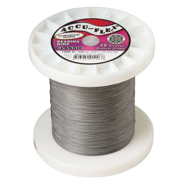 Beading wire, Accu-Flex&reg;, nylon and stainless steel, clear, 49 strand, 0.014-inch diameter. Sold per 1,000-foot spool. image number 0