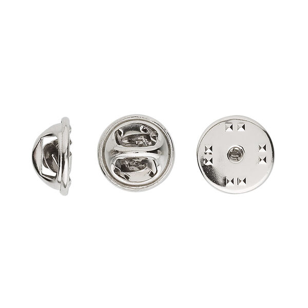 Tie tac clutch, imitation nickel-plated brass, 11.5x6.5mm squeeze style. Sold per pkg of 100. image number 0