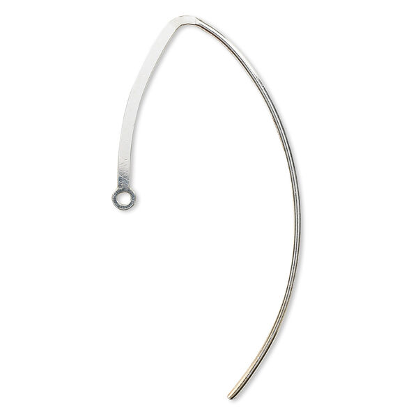 Ear wire, sterling silver, 25mm flat marquise with closed loop, 20 gauge. Sold per pair. image number 0