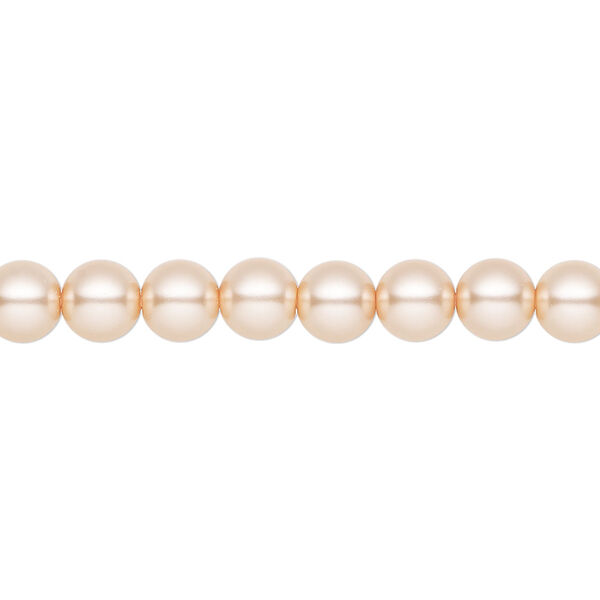 Pearl 25pk peach, Preciosa Czech crystal 6mm round image number 0