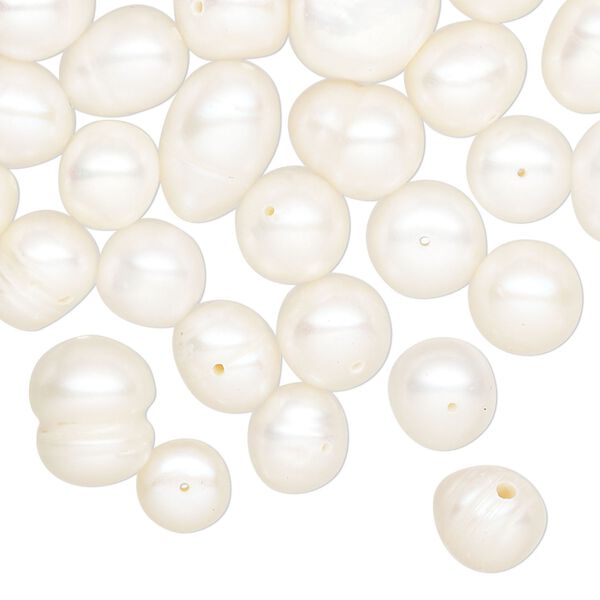 Pearl mix, cultured freshwater (bleached), white, 8-12mm mixed shape, D grade, Mohs hardness 2-1/2 to 4. Sold per 2-ounce pkg. image number 0