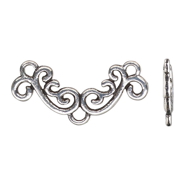 Focal, antique silver-finished "pewter" (zinc-based alloy), 33x15.5mm double-sided with closed loop. Sold per pkg of 10. image number 0