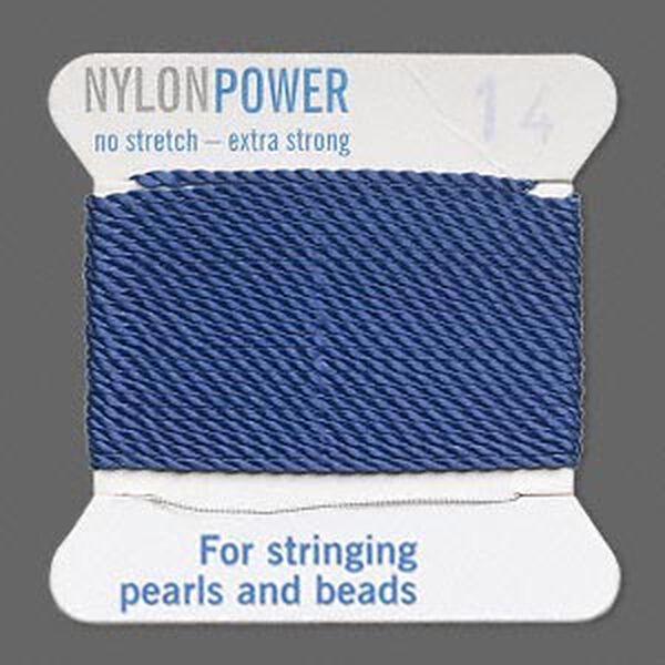 Thread, Griffin, nylon, blue, size #14. Sold per 2-meter card (approximately 78 inches). image number 0