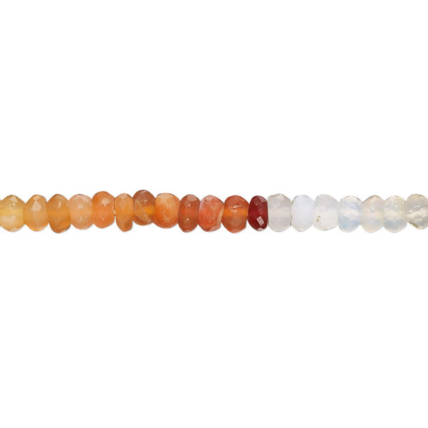 Fire opal 1pkg1, hand-cut faceted rondelle bead natural 13 inch 4x2mm-4x3mm image number 0