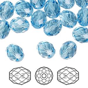 Bead 72pk aquamarine, Swarovski® 9.5x8mm olive briolette 5044