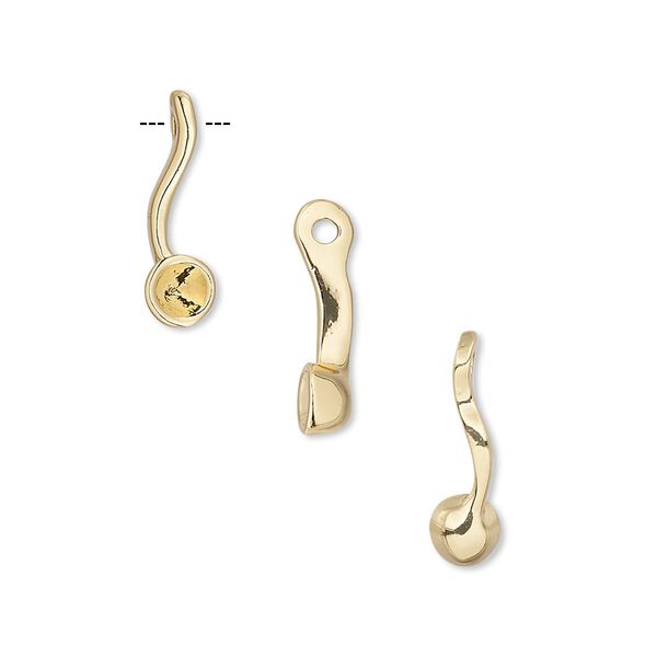 Drop, Almost Instant Jewelry®, gold-finished "pewter" (zinc-based alloy), 16x5mm curved with PP24 setting. Sold individually. image number 0