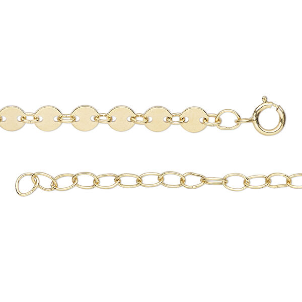 Chain, 14Kt gold-filled, 4.2mm flat round, 16 inches with 2-inch extender chain and springring clasp. Sold individually. image number 0