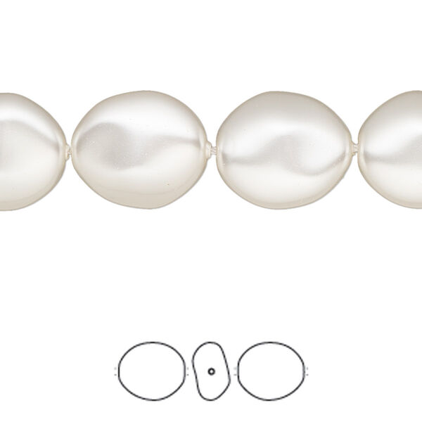 Pearl 10pk white, Crystal Passions® 14x12mm baroque coin 5842 image number 0