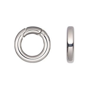 Clasp self-closing hook 1pkg1, 18mm round, stainless steel 1-strand