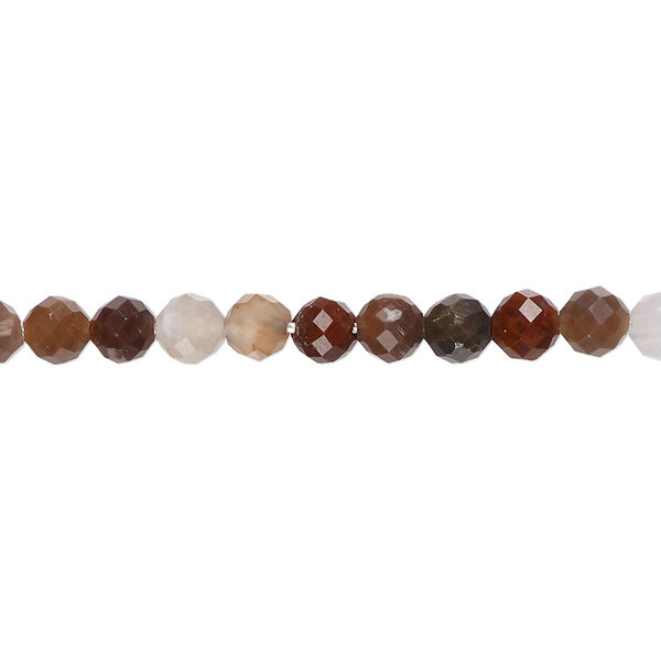 Bead, petrified wood (natural), 4mm faceted round, B grade, Mohs hardness 6-1/2 to 7. Sold per 15-1/2" to 16" strand. image number 0
