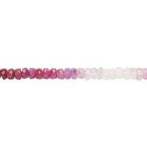 Ruby / white sapphire 1pkg1, hand-cut faceted rondelle bead 15.5-16 inch graduated 3x1mm-4x3mm